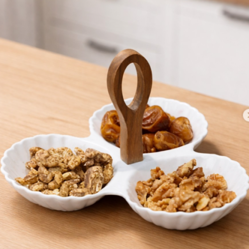 3 Compartment Round Ceramic Platter