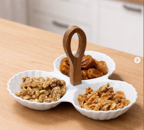 3 Compartment Round Ceramic Platter