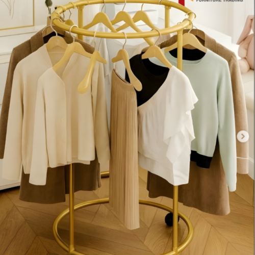 Round Floor Drying Rack with Wheels